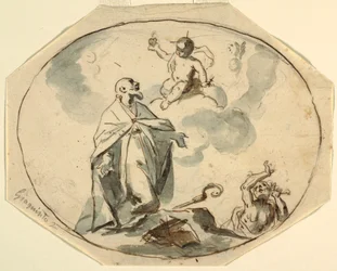 Bischof Heiliger, der das Christkind anbetet