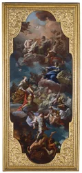 St. Helena und Kaiser Konstantin der Heiligen Dreifaltigkeit von der Jungfrau Maria vorgestellt
