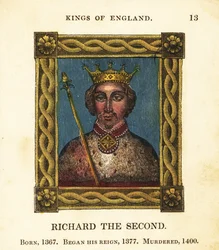 Porträt König Richards des Zweiten, Richard II. von England, geboren 1367, Regierungsantritt 1377 und ermordet 1400