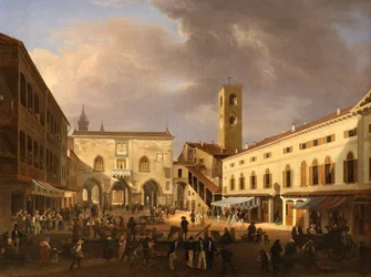 Ansicht der Piazza Grande in Bergamo