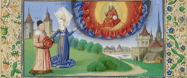 Die Philosophie belehrt Boethius über die Rolle Gottes