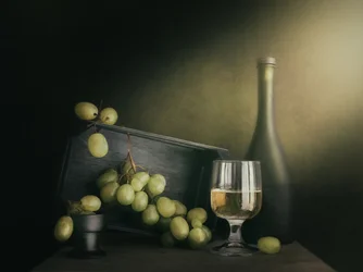Weißwein und Trauben