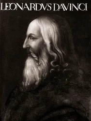 Porträt von Leonard de Vinci (Leonardo da Vinci) (1452 - 1519) - Anonymes Gemälde - Uffizien Museum Florenz