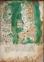 Karte von Korfu und angrenzendem Festland, ca. 1420