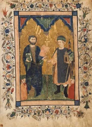 Der Evangelist Markus und der Heilige Sinibaldus, verehrt von Mitgliedern einer Laiengemeinschaft, ca. 1425-34