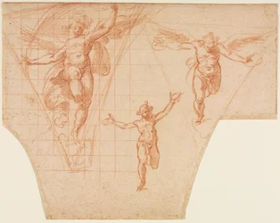 Drei Studien von Engeln für ein Pendentiv recto, Studien für Christus trifft seine Mutter verso, 159