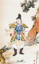 Samurai, Ukiyo-e-Kunstdruck, Tosa-Schule, Holzschnitt, japanische Zivilisation, Edo-Zeit