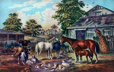 Amerikanischer Bauernhof am Morgen, 1857