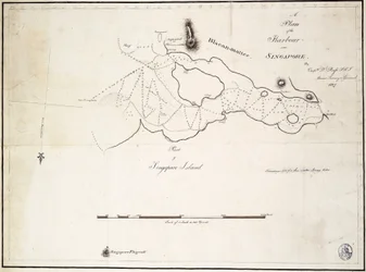 Plan des Hafens in der Nähe von Singapur von Kapitän D.L. Ross, FRS Marine Surveyor General