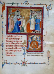 San Zanobi erweckt einen Jungen von den Toten (Codice Edili 107, c. 367), für ein Römisches Messbuch