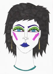 Mädchen mit blauen Augen und blauen Haaren