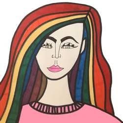 Mädchen mit Regenbogenhaaren