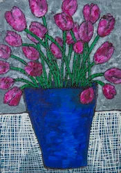 Tulpen in blauer Vase