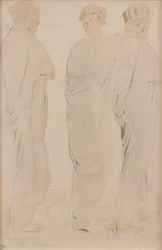 Drei Musen, ca. 1920 (Bleistift und Aquarell auf Papier)