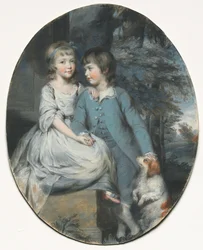 Cropley Ashley-Cooper (später 6. Earl of Shaftesbury) mit seiner Schwester Mary Anne Ashley-Cooper, später Lady Sturt von Crichel