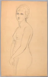 Zeichnung, Weiblicher Akt stehend, 1860–70