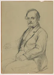 Zeichnung, Mann sitzt, ca. 1860