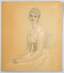 Zeichnung, Skizze für ein Porträt einer Frau, 1881