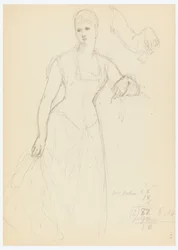 Zeichnung, Skizze für ein Porträt von Bella Worsham, 1878