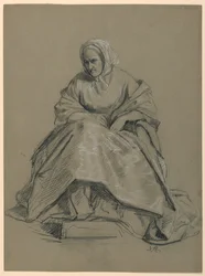 Studie einer sitzenden Frau für "Der Republikanische Hof" (Lady Washingtons Empfangstag)