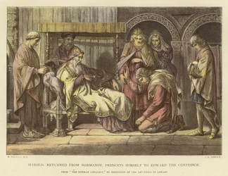 Harold, zurück aus der Normandie, stellt sich Edward dem Bekenner vor