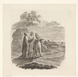 Cleopas und Petrus treffen Christus auf dem Weg nach Emmaus