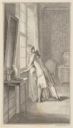 Ferdinand umarmt Elise am Fenster