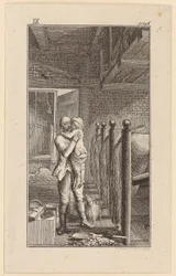 Franz hebt den Sohn seines Herrn in die Höhe, der ihn küsst