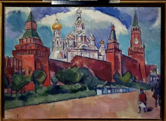 Roter Platz mit der Basilius-Kathedrale in Moskau, um 1910