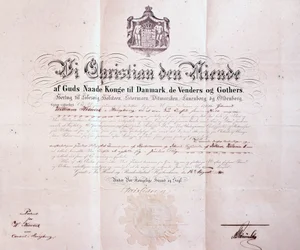 Patent unterzeichnet von Christian IX. von Dänemark zur Ernennung von William Keswick zum dänischen Konsul in Hongkong, China, 1880