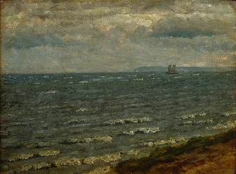 Meereslandschaft mit drohendem Regen. Lillebælt