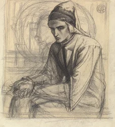 Dante in Meditation mit einem Granatapfel