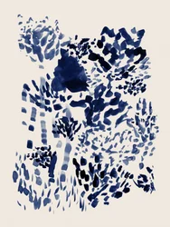 Flüssige blaue Pinselarbeit