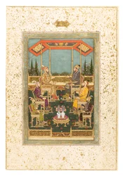 Eine Versammlung von Prinzen, ca. 1710 (Deckfarben und Gold auf Papier, montiert als Albumseite)
