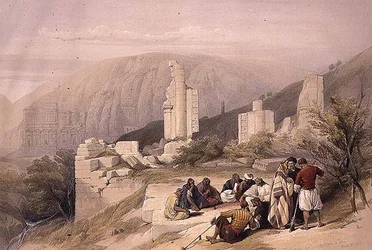 Überreste eines Triumphbogens in Petra, 8. März 1839, Tafel 100 aus Band III von 