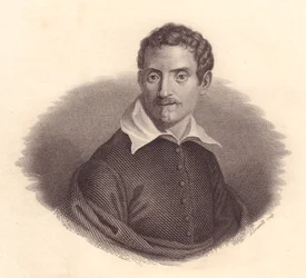 Porträt des italienischen Malers Domenico Zampieri, auch bekannt als Domenichino (1581-1641), Kupferstich von A Locatelli
