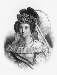 Porträt von Maria Cristina de Borbon (1806-1878), Königin von Spanien von 1829 bis 1833 und Regentin von 1833 bis 1840, Gravur