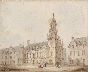 Die Dundee Royal Exchange mit Turm und Krone: Erste Zeichnung