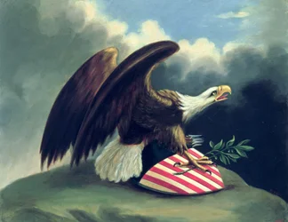 Weißkopfseeadler und das Wappen der Vereinigten Staaten, um 1847