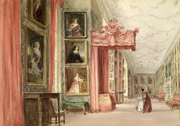 Innenansicht der langen Galerie, Hardwick Hall, Derbyshire, 1838