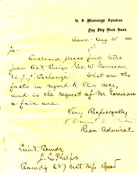 Brief von David D. Porter, U. S. S. Black Hawk, Kairo, Illinois, an Seth Ledyard Phelps, 25. August 1863