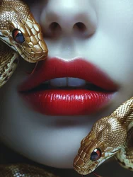 Verführerische Lippen, goldene Schlangen