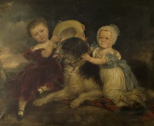 Arthur und Frances Hood, die Kinder von Sir Arthur Gregory von Styvechale Hall, und Nelson, 1838
