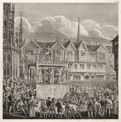 Darstellung eines Festwagens zur Zeit der Aufführung