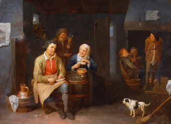 Das Innere eines Gasthauses mit rauchenden Bauern