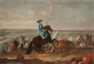 König Karl XII. in der Schlacht von Narva am 19. November 1700