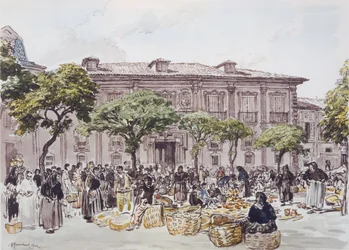 Markt vor einem Palast, Oviedo