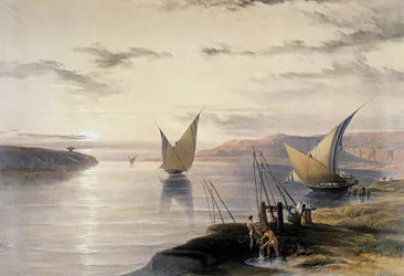 Boote auf dem Nil (Aquarell)