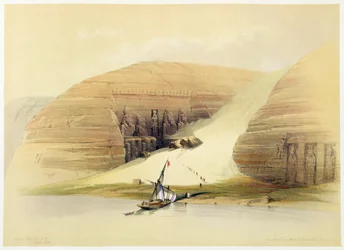 Ausgegrabener Tempel von Abu Simbel, Nubien, Ägypten, um 1845