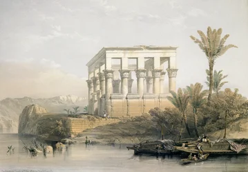 Der Hypäthraltempel auf Philae, genannt Bett des Pharaos, gestochen von Louis Haghe, veröffentlicht 1843
